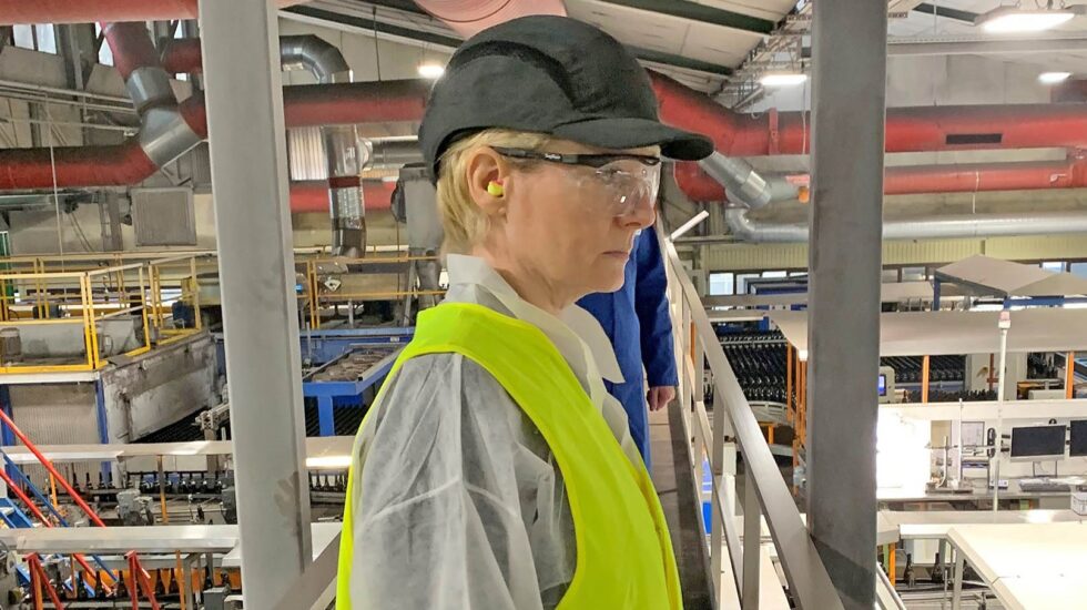 Isabelle Moret en soutien des employés de Vetropack