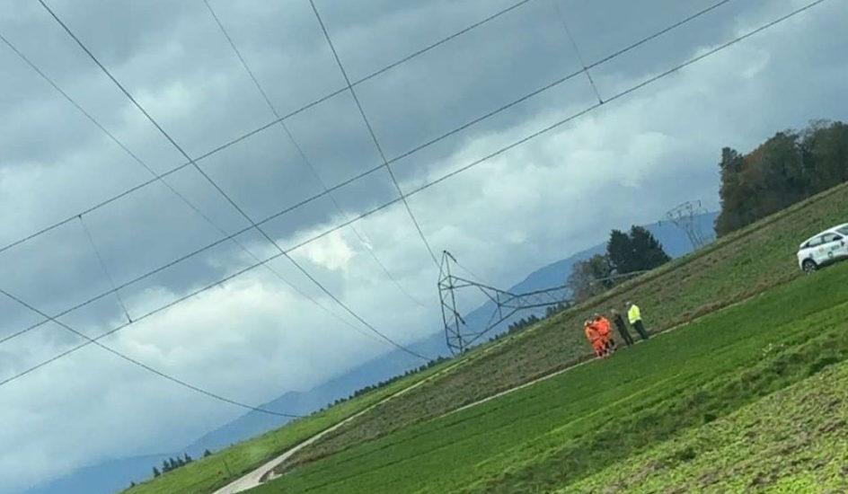 BAM arrêté, pylône arraché, route barrée et arbres déracinés dans la région